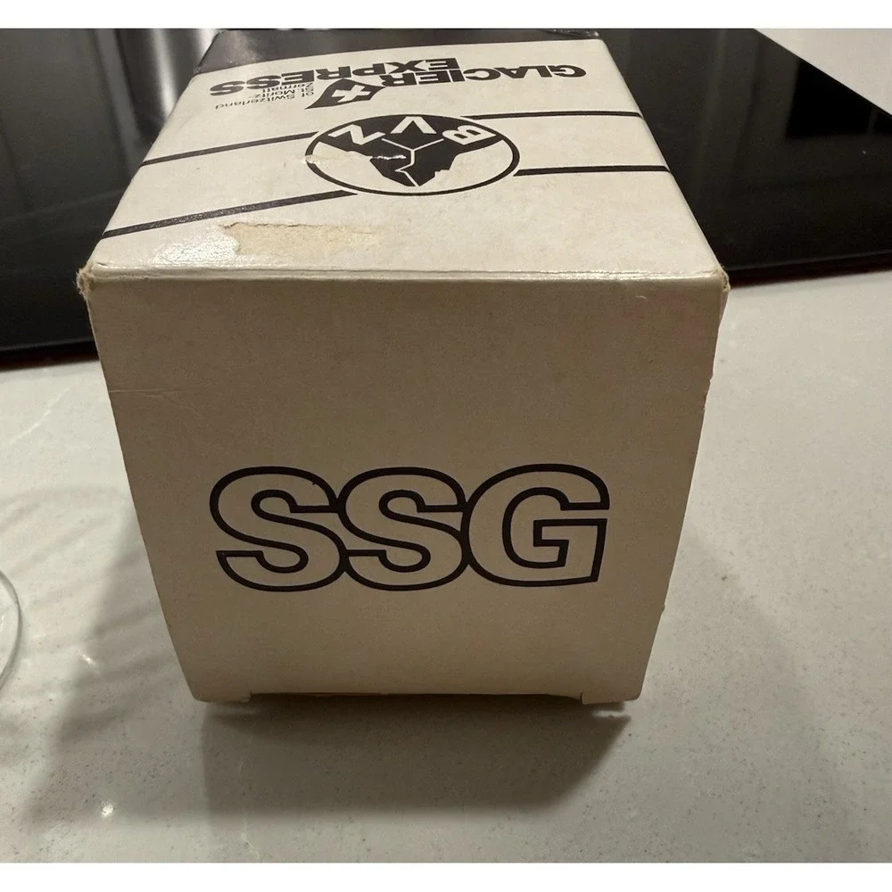 Glacier Express Swiss Train Slanted Wine Glass  Original Box‎ Set of 2 Vintage